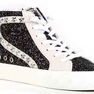 Vintage Havana Black Glitter High-Top Sneakers